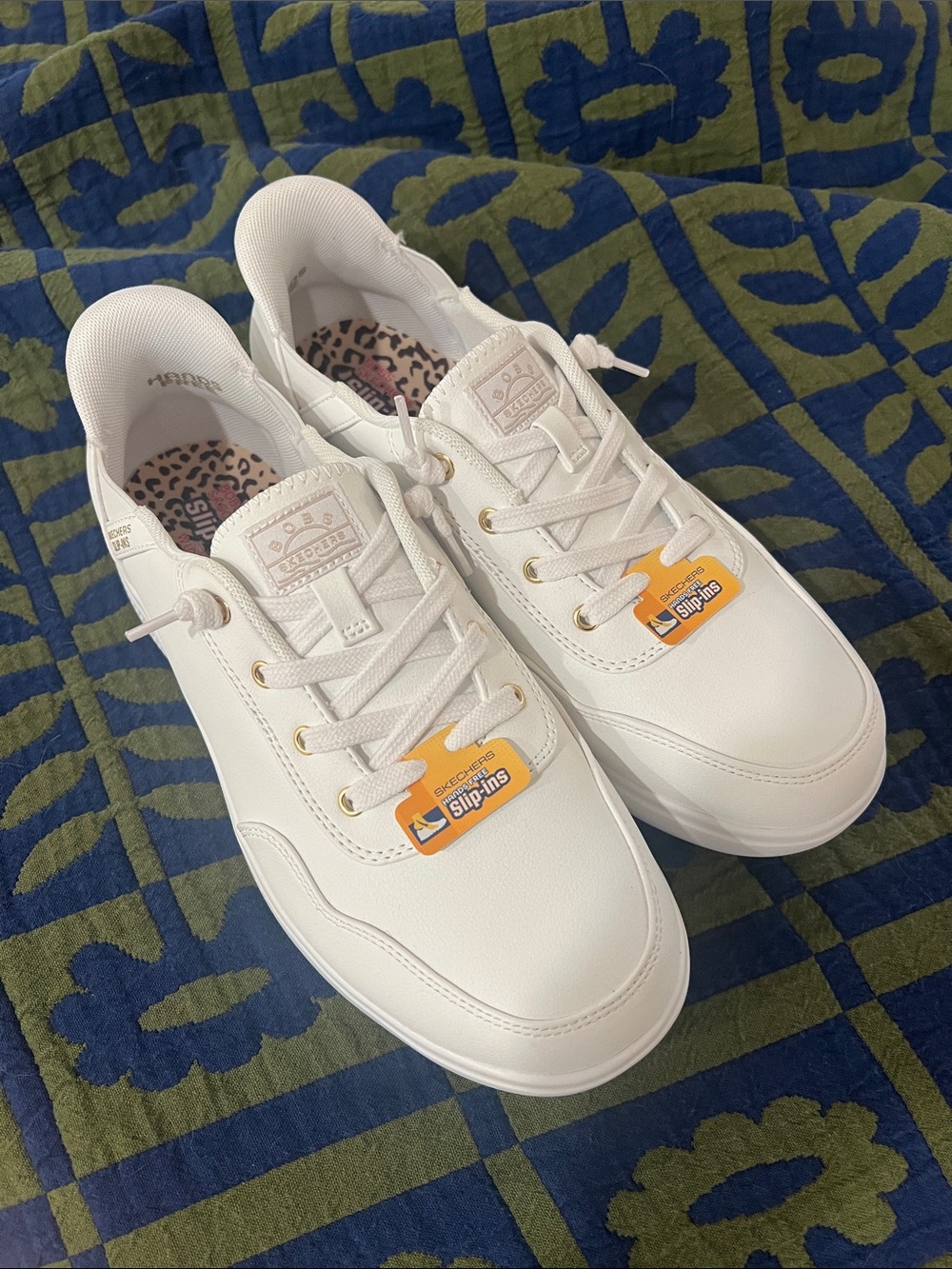 Skechers White Slip in, Wide Fit, Low-Top Lace-Up Women's Sneakers